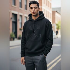 Gucci Tennis Black Hoodie Size Small